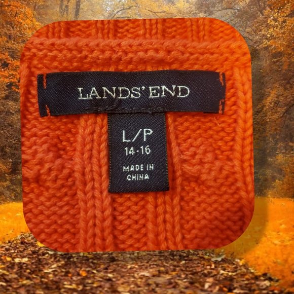 Land's End orange crew neck sweater, size 14-16 - Picture 4 of 5